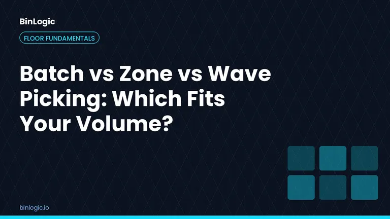 Dark navy title card with the BinLogic wordmark, a cyan outlined Floor Fundamentals tag, the article title in large white type, six teal rounded squares in the lower right and the binlogic.io address along the bottom edge